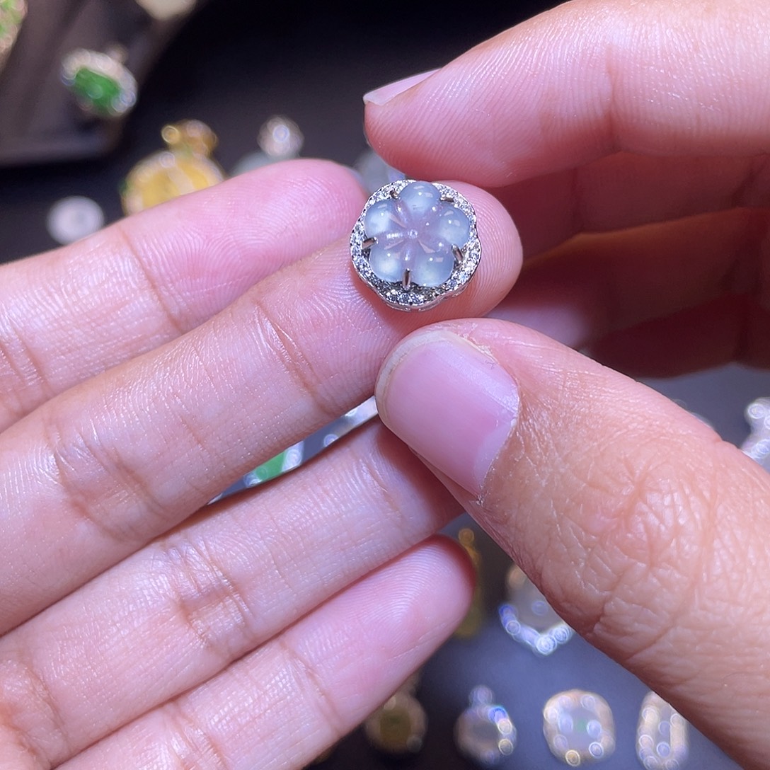 翡翠银S925镶嵌吊坠(不含链)