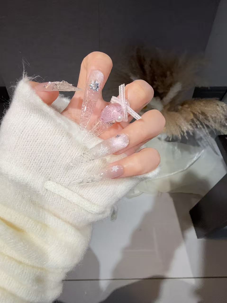 爆闪显白法式高级渐变猫眼半手工穿戴美甲贴片穿戴甲