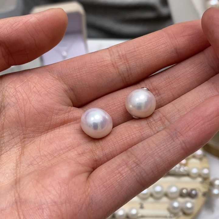 淡水珍珠银S925镶嵌路路通11-12m