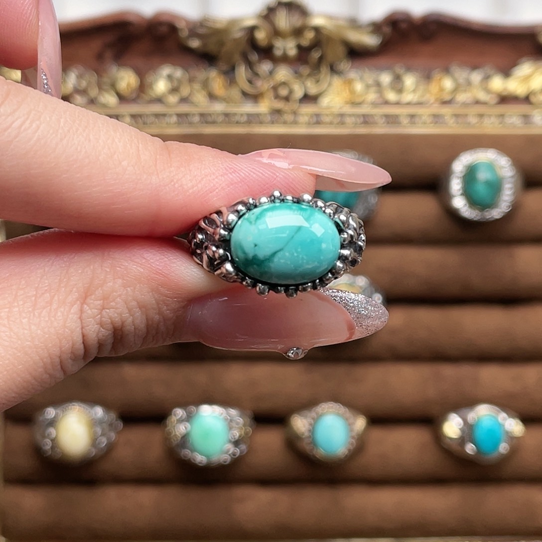 M****绿松石银S925镶嵌戒指