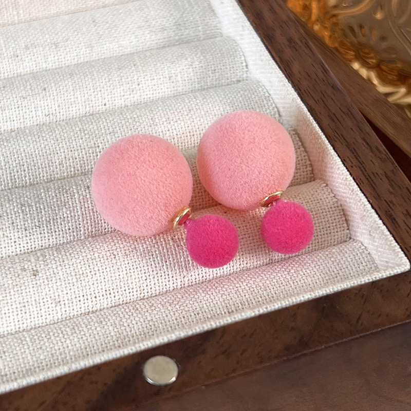 合金耳饰 LI【婉君】时尚百搭甜美粉色圆球耳钉LWJ25A1S330