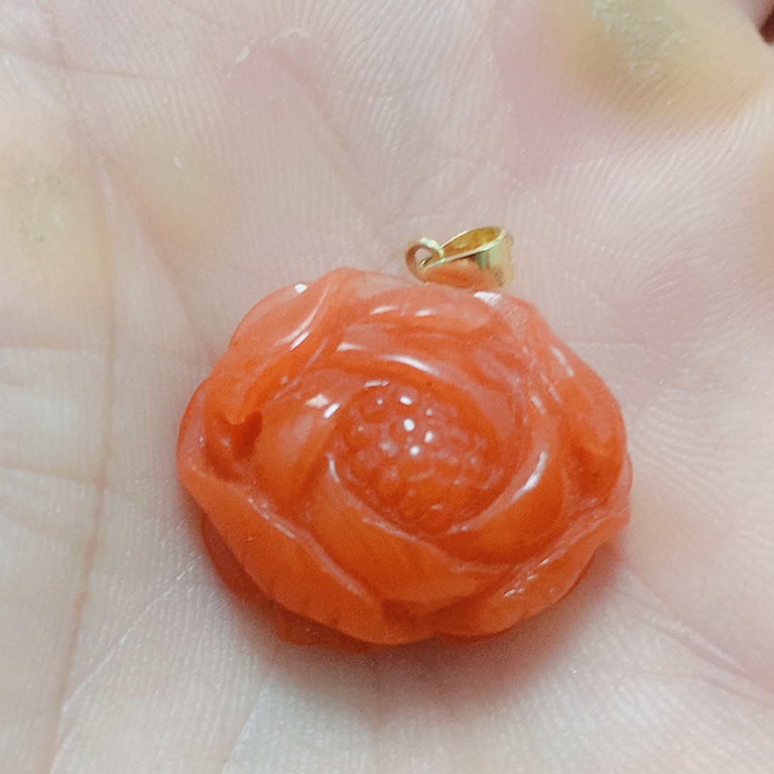 南红玛瑙银S925镶嵌吊坠(不含链)