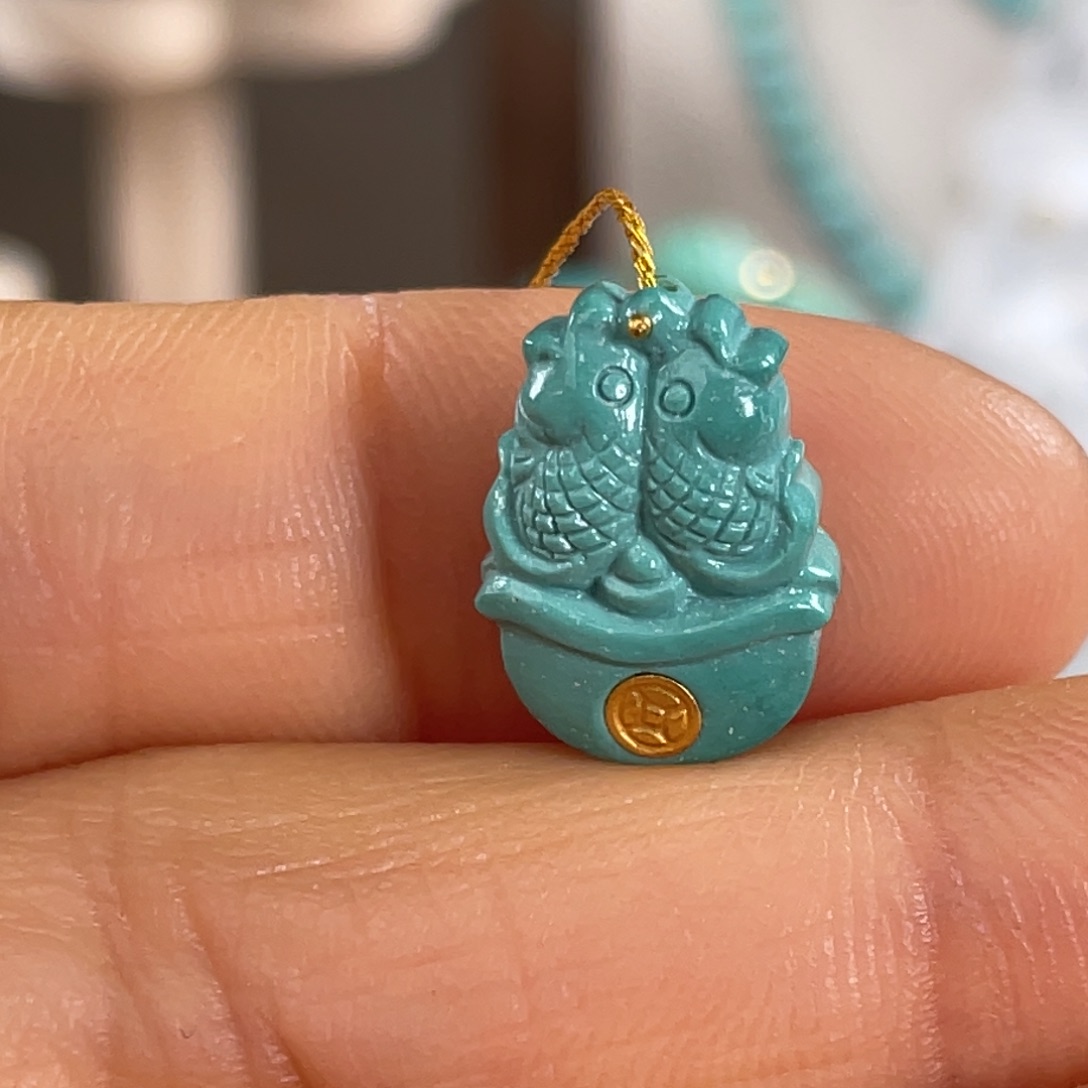 绿松石未镶嵌套链聚宝盆