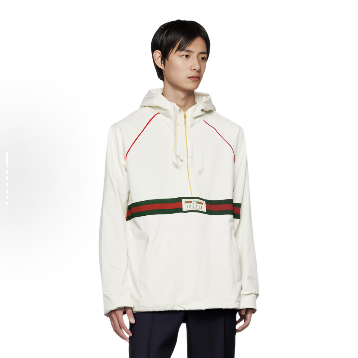 95新 GUCCI/古驰 7961/白色logo织带连帽卫衣/S码/98新/轻微污渍
