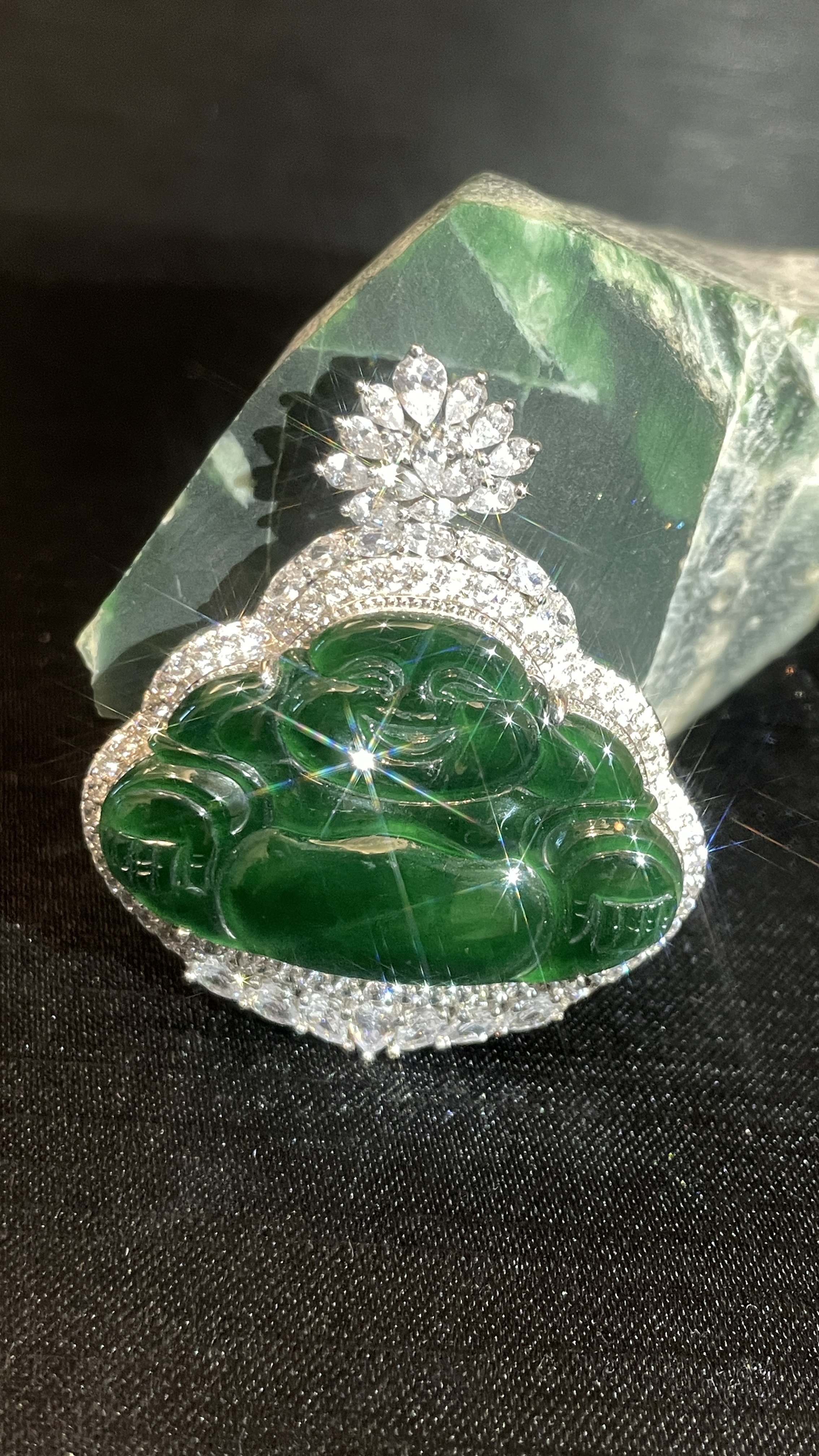 【慈莲佛公】天然翡翠A货阳绿笑佛，大号吊坠