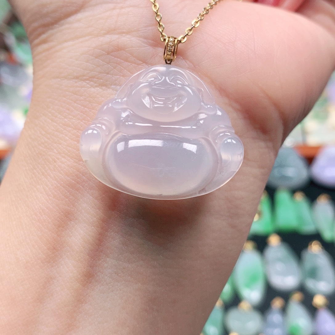 吊坠(不含链)18K金镶嵌翡翠