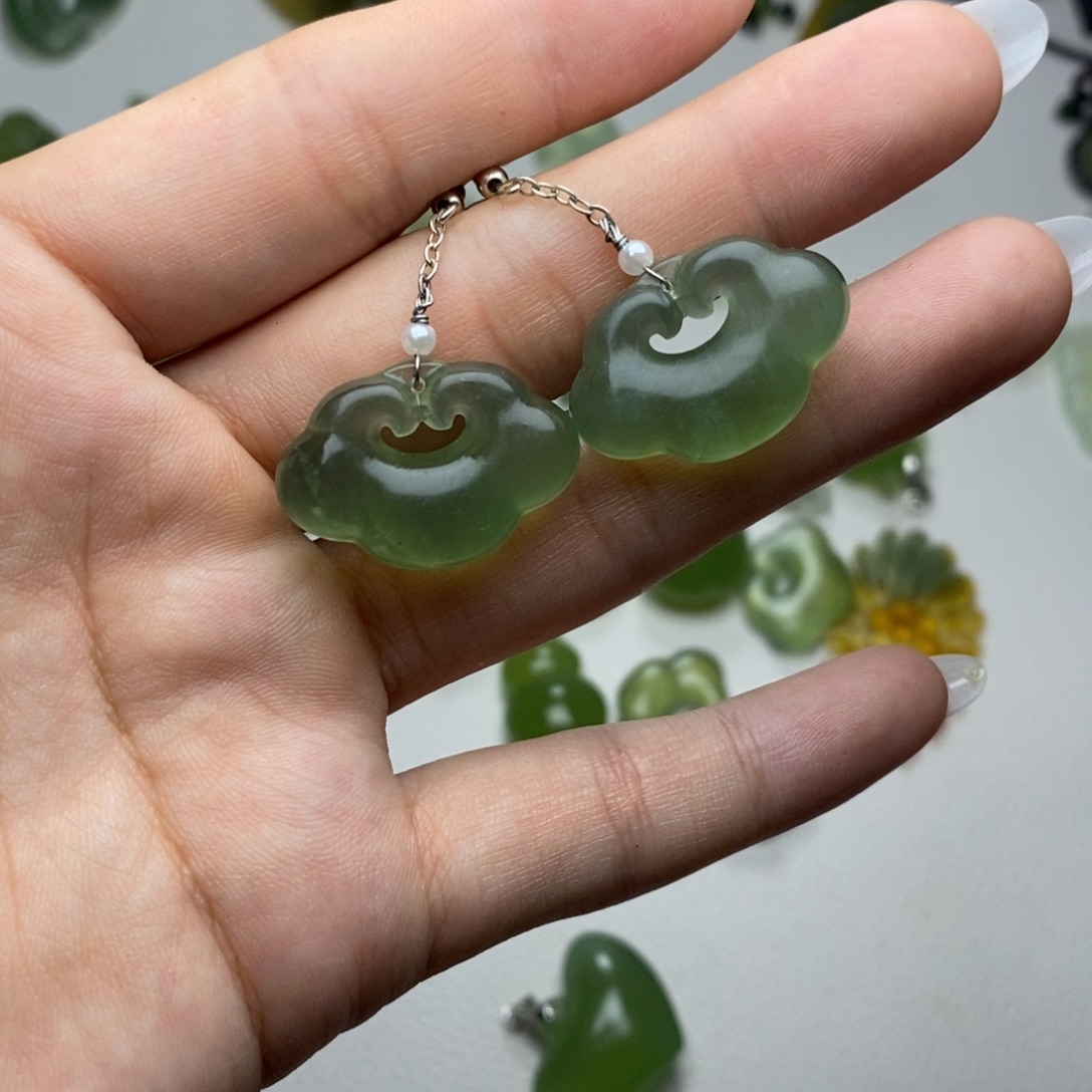 好***姐蛇纹石玉未镶嵌耳饰/颈饰