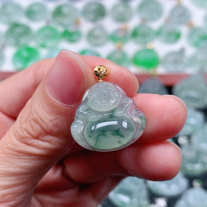翡翠吊坠(不含链)18K金镶嵌