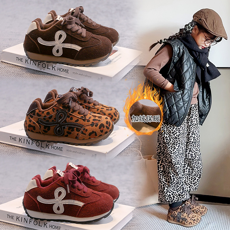 2025新款儿童小码冬季平跟魔术贴棉鞋男女通用圆头鞋男童软底加绒