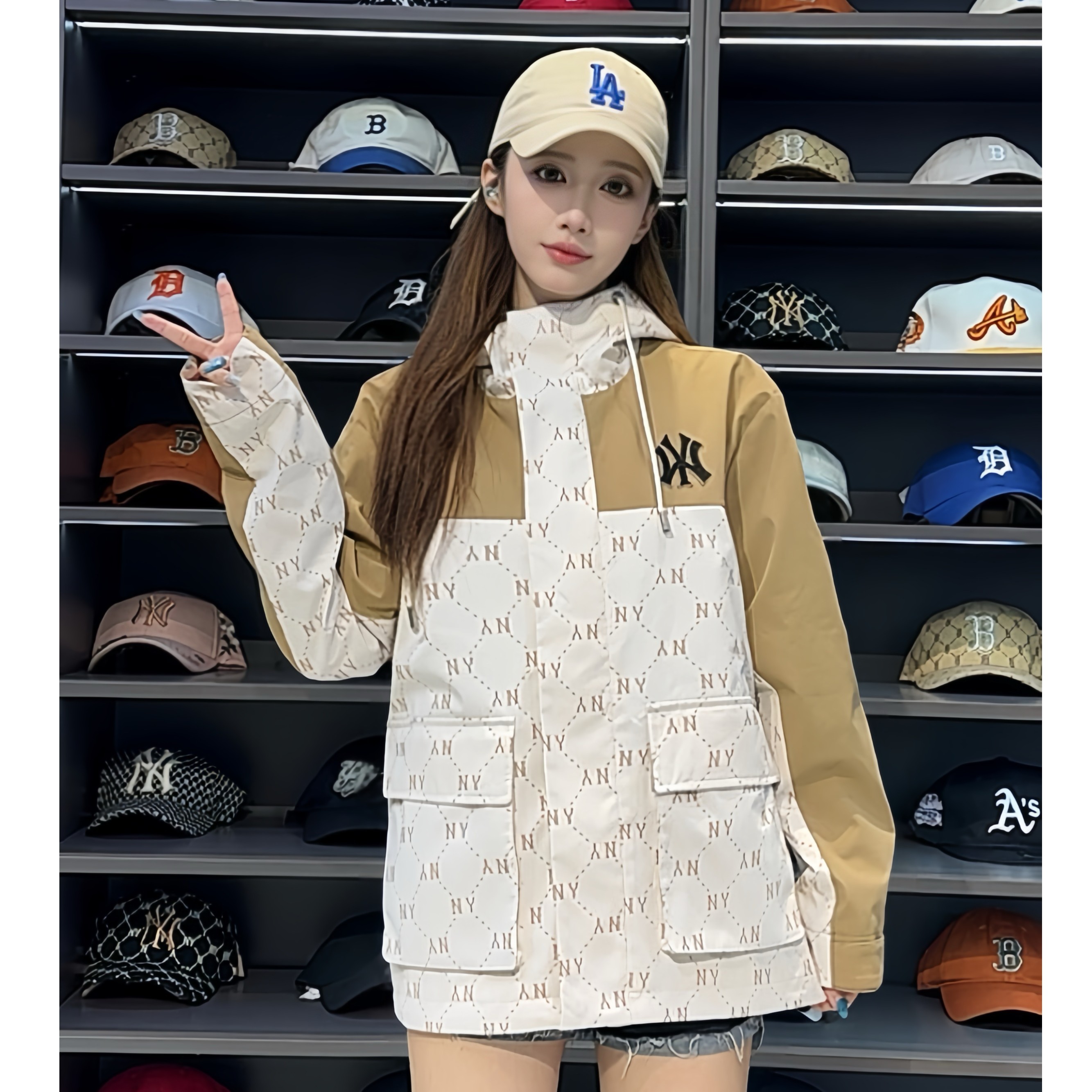 CLNKEL【棉服】满印冲锋衣棉服男女同款时尚休闲百搭小外套 208B