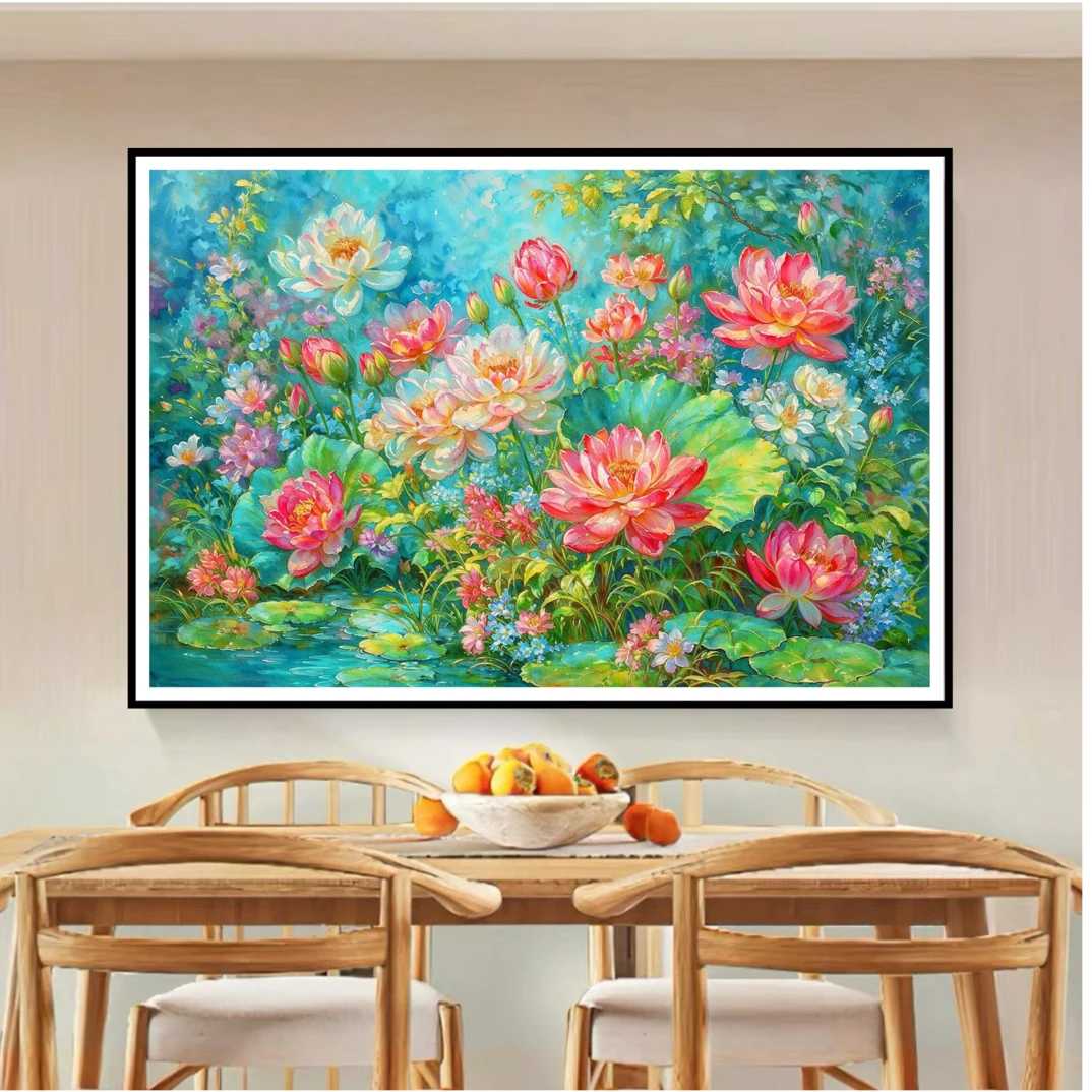 蒙娜丽莎十字绣 油画荷韵 大格四股线绣100×75【70色满绣无勾边】