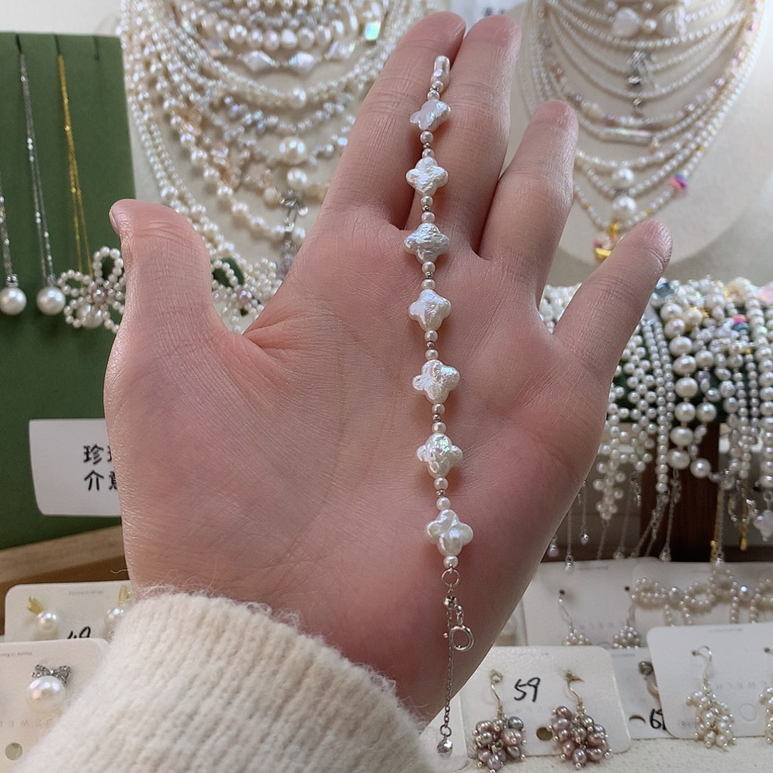 银S925镶嵌手绳淡水珍珠