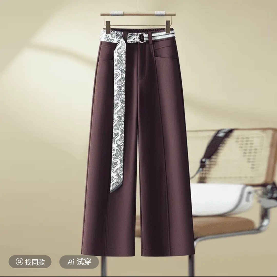 9823款2025冬季新款显瘦高腰直筒时尚百搭加厚休闲裤