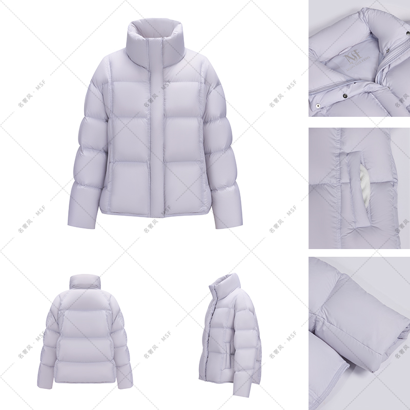 烟紫色 · 无帽款糖豆系列 95白鸭绒2025冬新款短款保暖羽绒服女