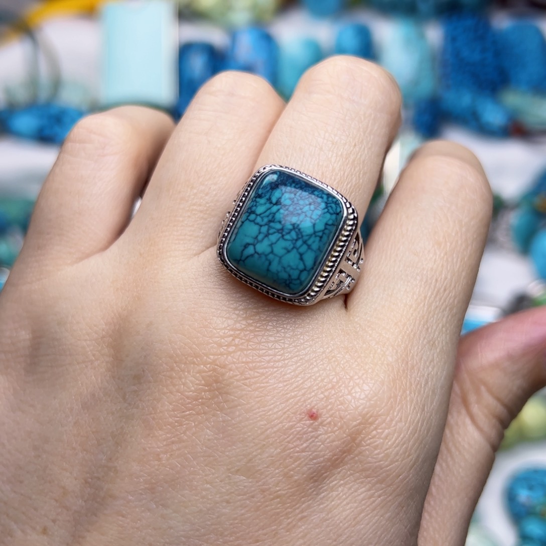 绿松石珠宝奇石银S925镶嵌