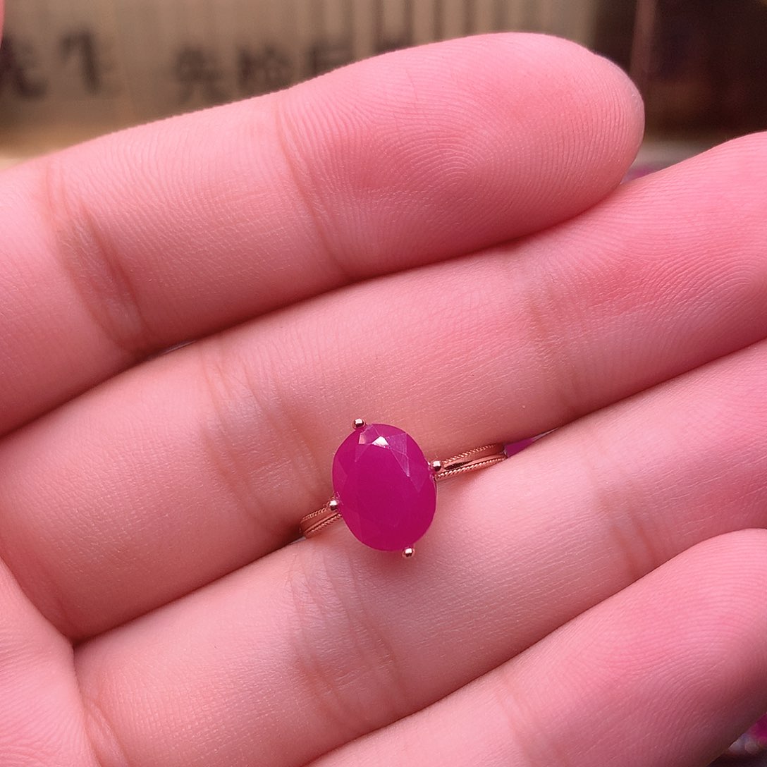 红宝石戒指银S925镶嵌