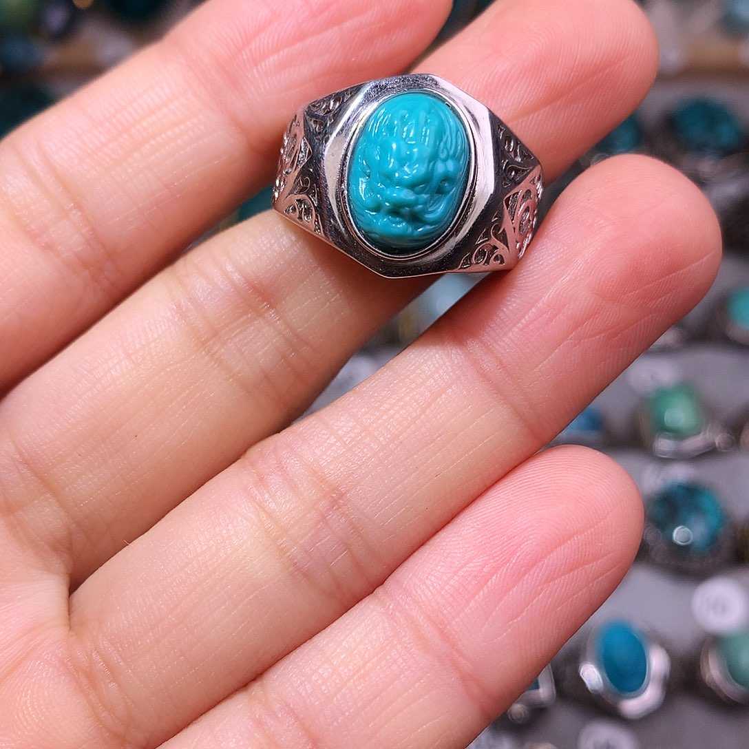 绿松石挂件银S925镶嵌