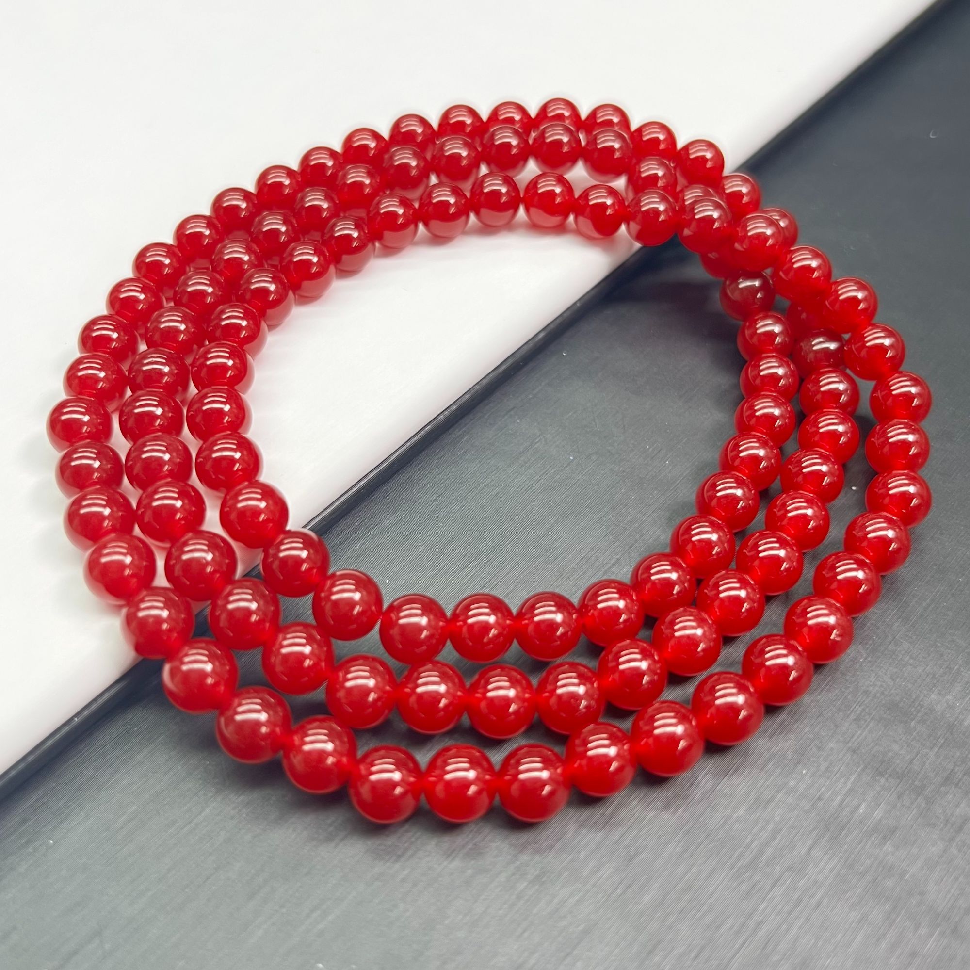【精品】红卡108颗链8mm手链百搭 A289