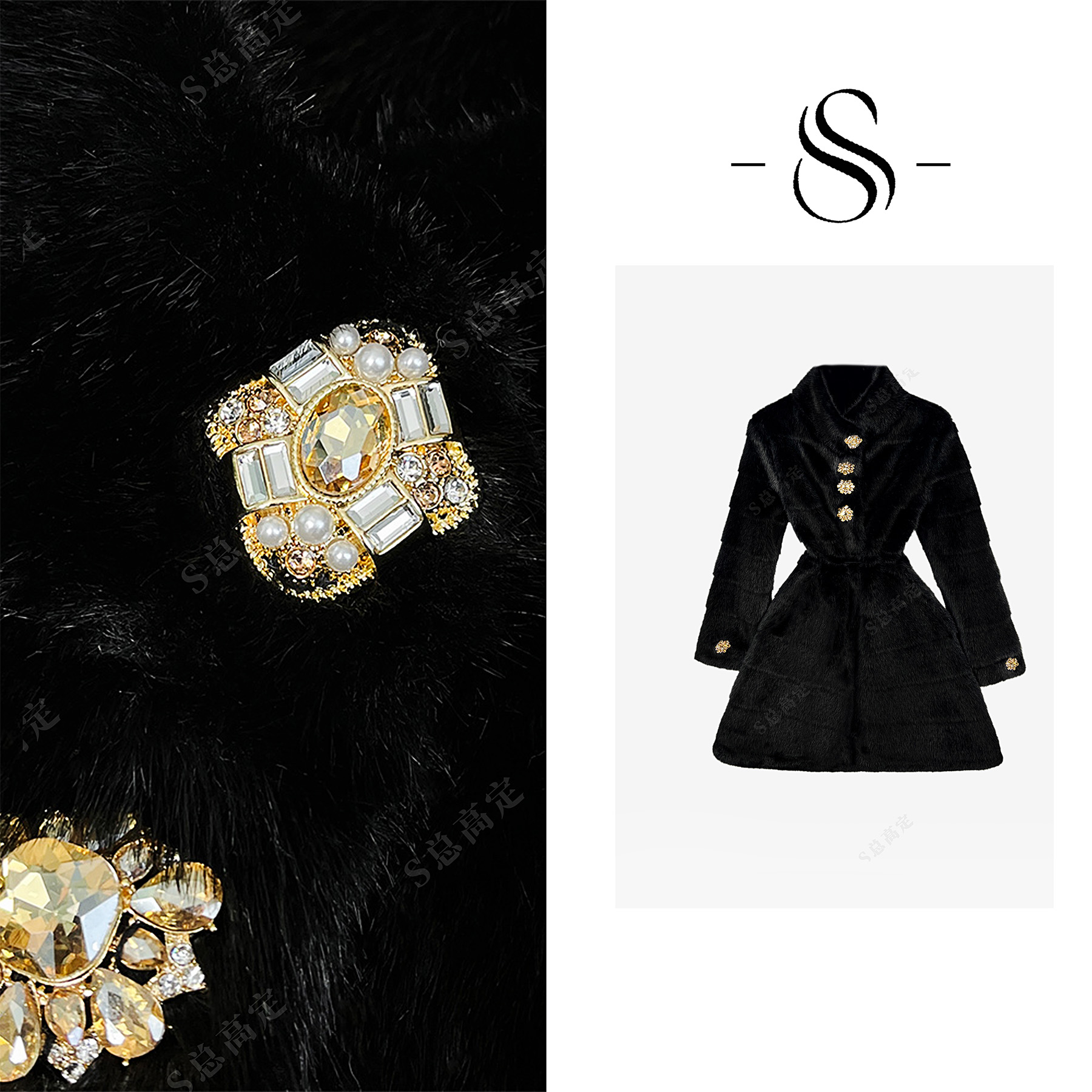 NIMOSHI【倩倩】法式冬款暗夜设计职场风束腰显瘦气质外套女D0278