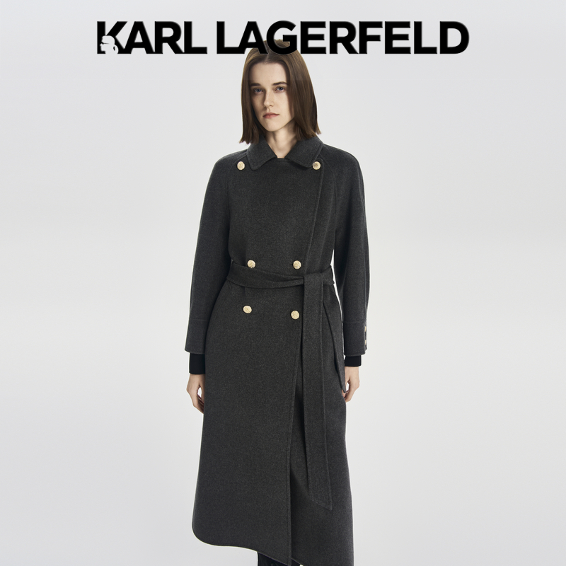 KARL LAGERFELD卡尔拉格斐拼皮山羊绒奢品大衣M27E2975