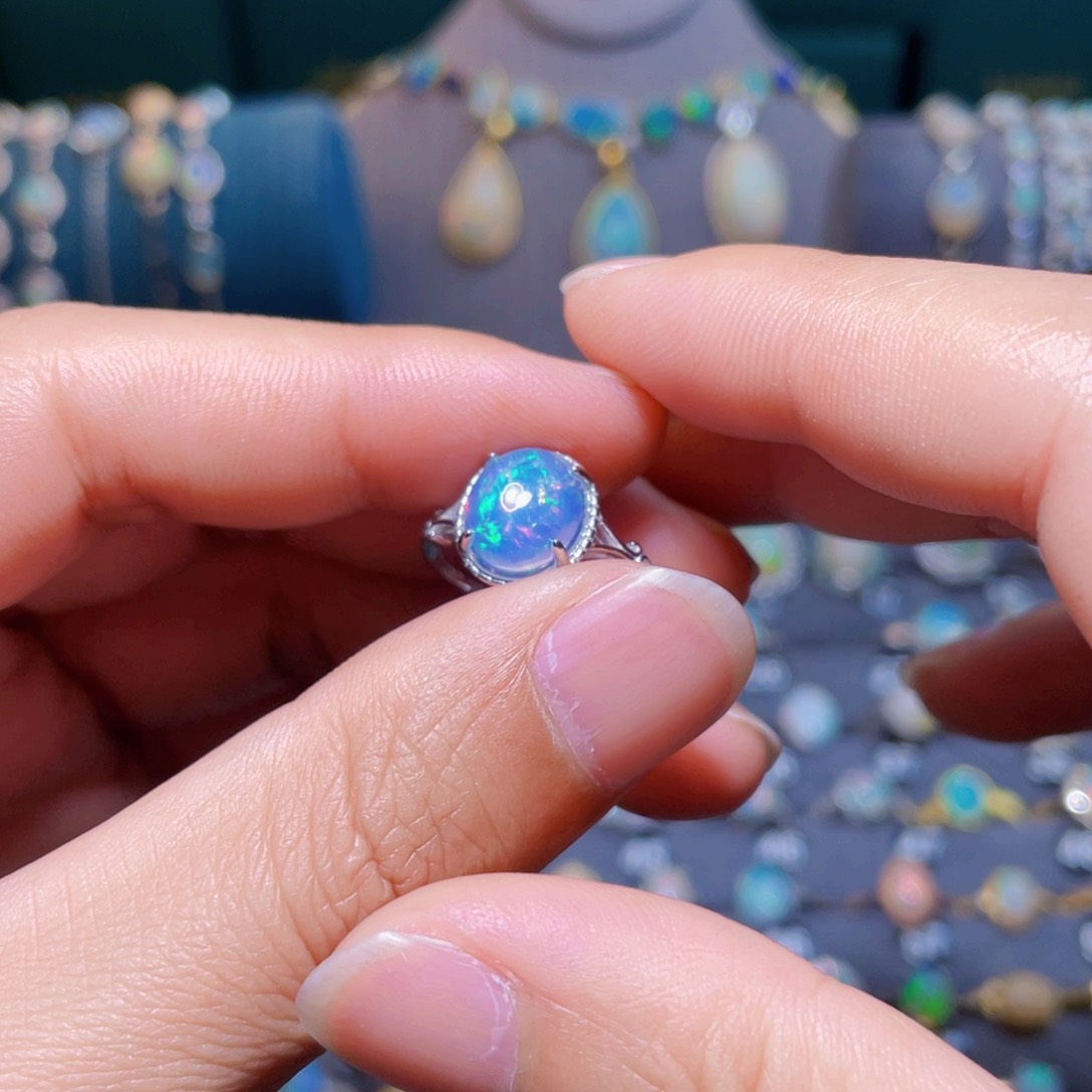 欧泊戒指）银S925镶嵌S*m