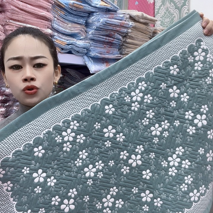 棉绿色雪花纯棉面料