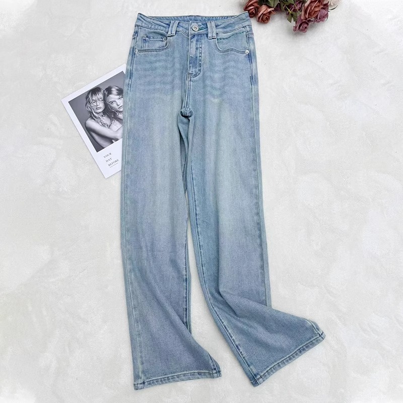 女士牛仔裤夏天轻薄牛仔裤浅色显瘦宽松高腰休闲裤高品质女装长裤
