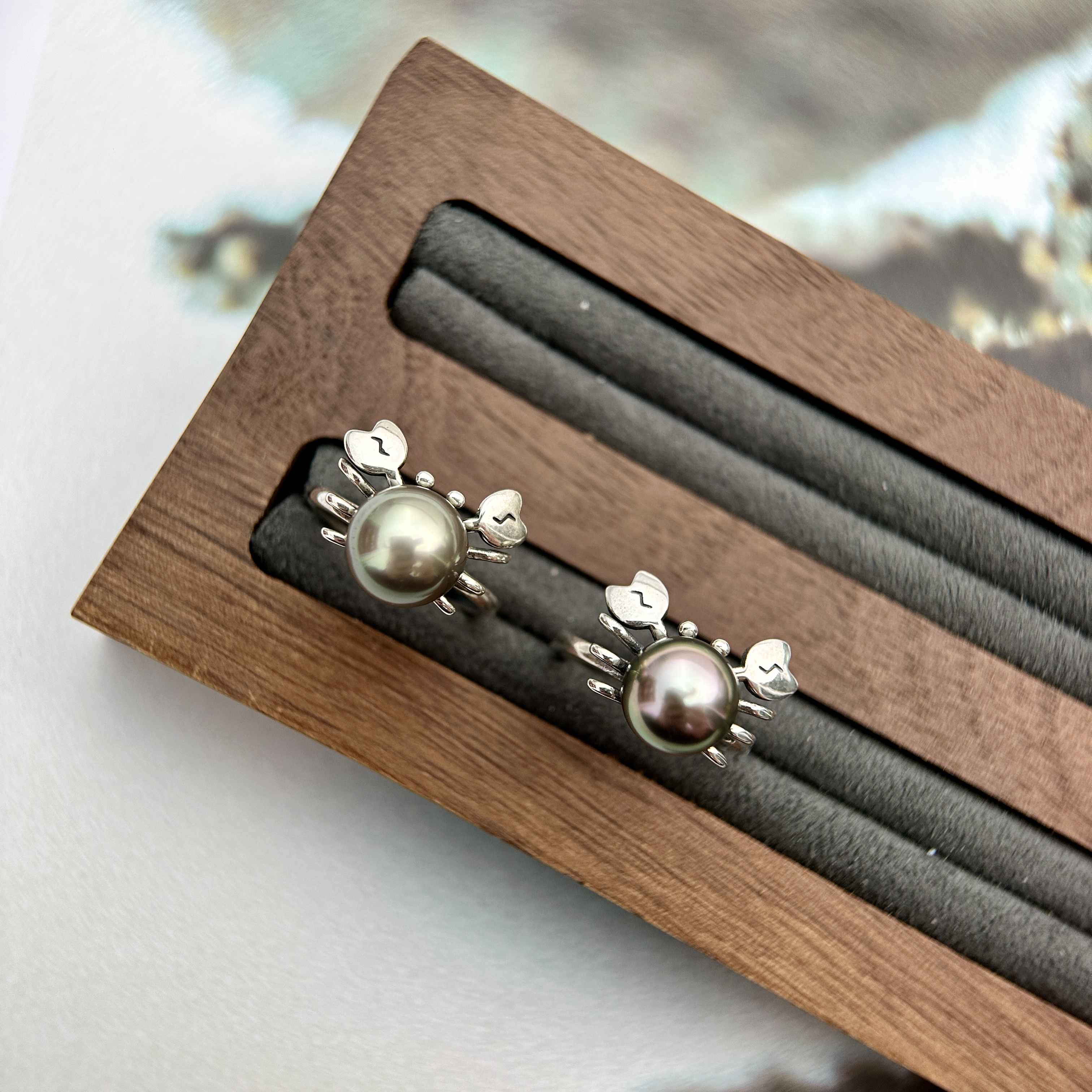 天然海水珍珠大溪地 9-10mm 个性百搭款珍珠戒指 多样性发一