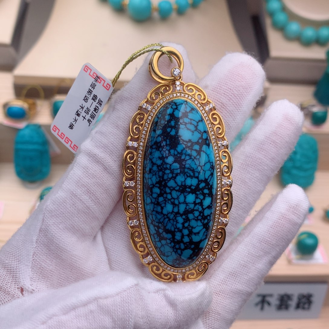 绿松石珠宝奇石18K金镶嵌