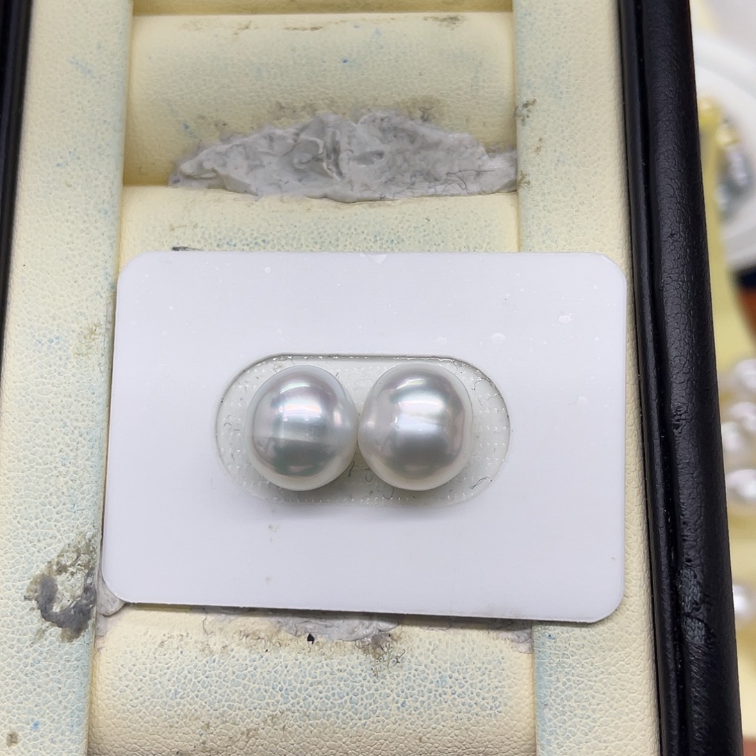 海水珍珠未镶嵌裸珠澳白冷白光对珠10-11mm