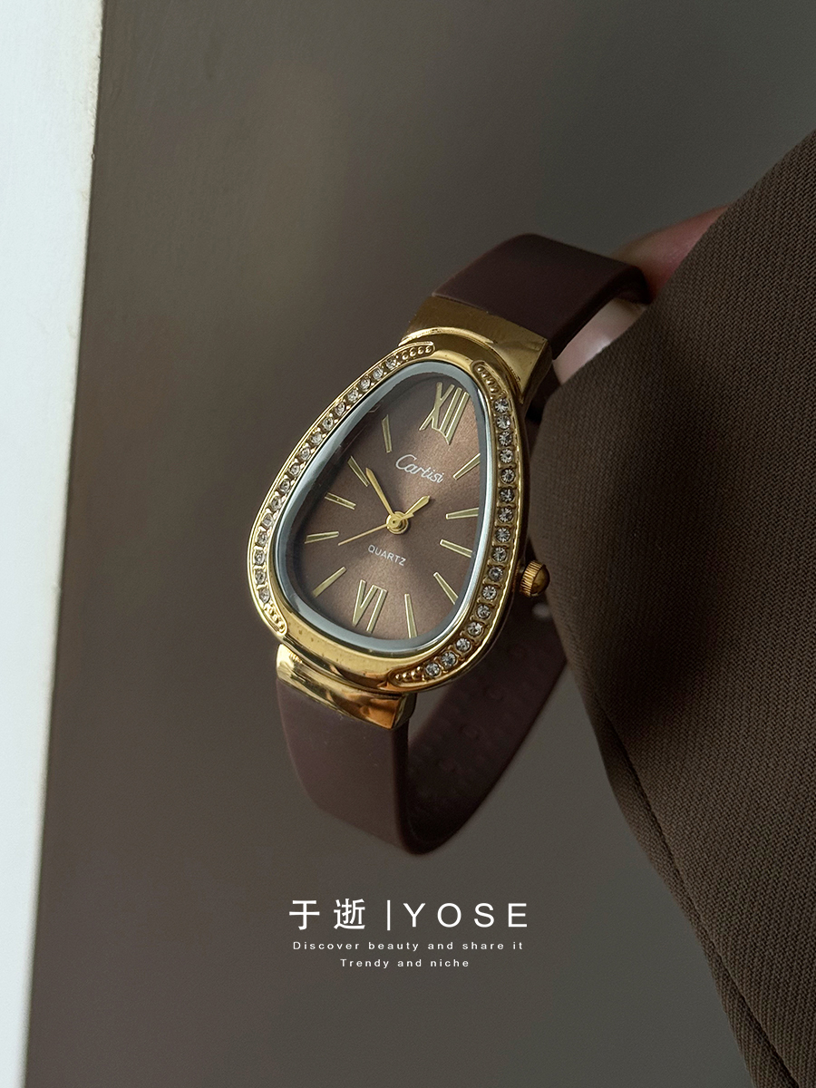 YOSE于逝《奢》女士蛇影系列时尚百搭小众设计石英硅胶带手表