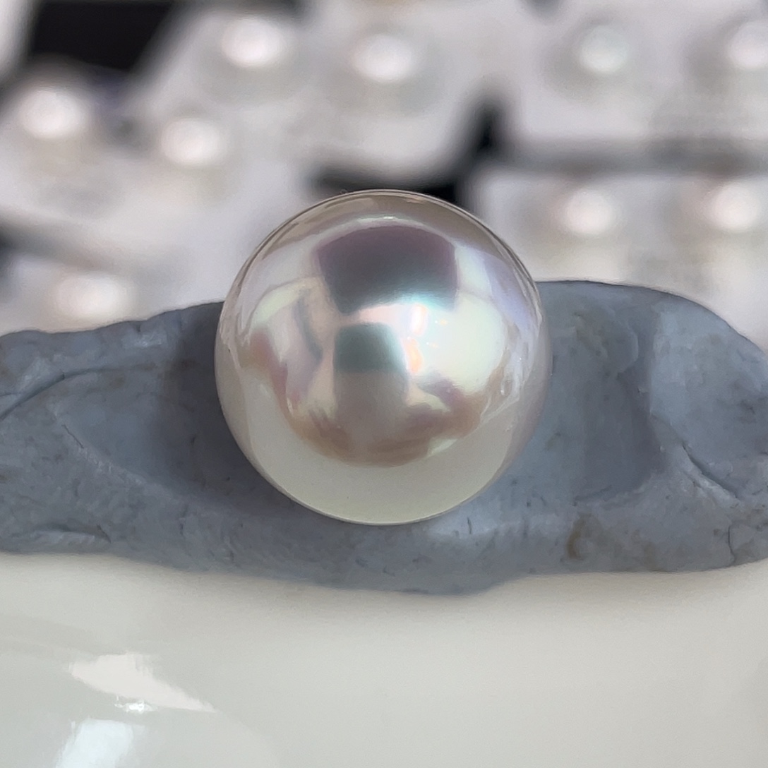 定制海水珍珠未镶嵌裸珠13.9mm宝石光澳白