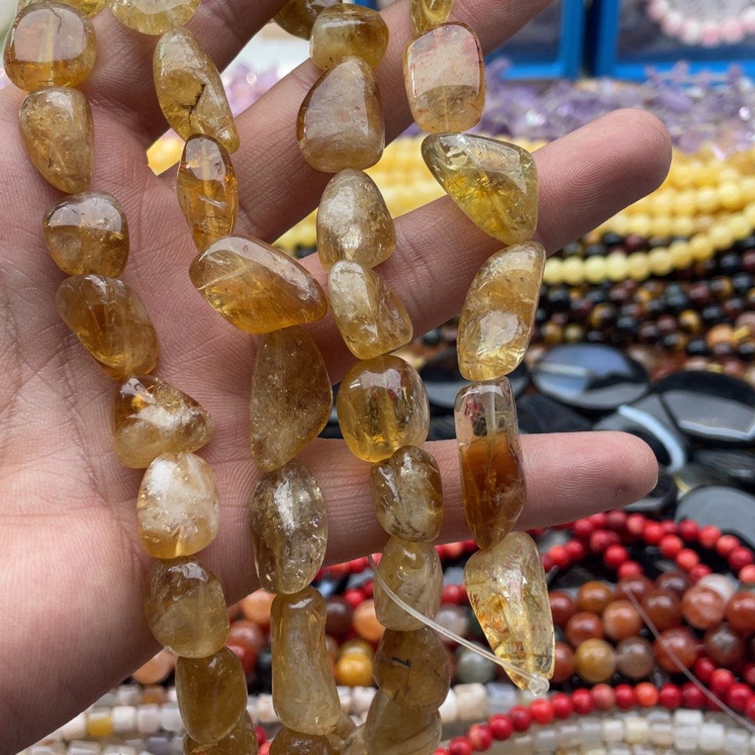 玛瑙/玉髓珠宝半成品未镶嵌一条装原皮黄水随行珠卡12mm