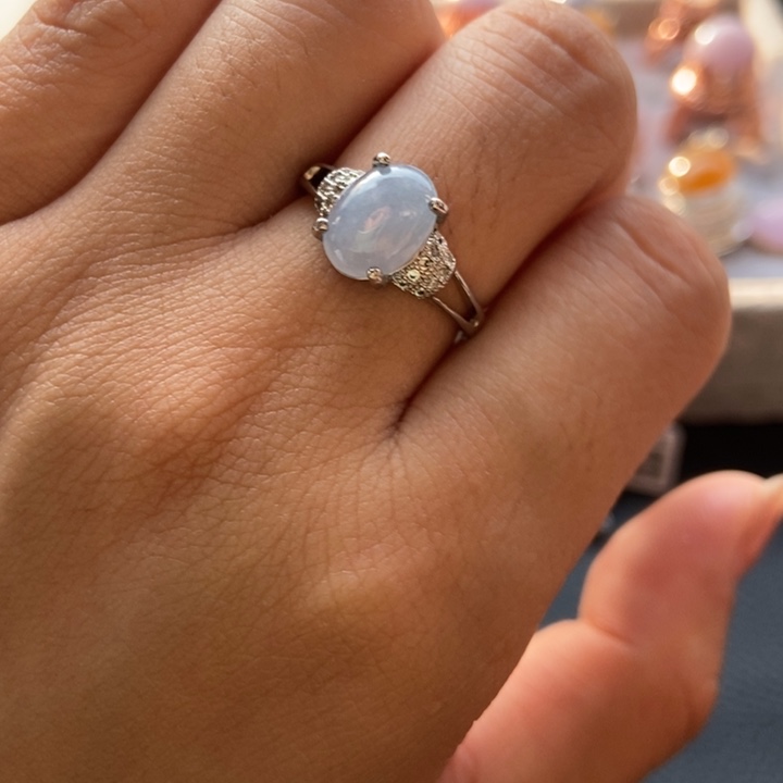 翡翠戒指银S925镶嵌戒指