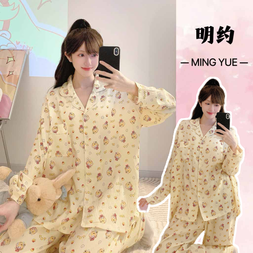 2025新款睡衣女秋季长袖云朵棉宽松甜美大码胖MM家居服卡通套装
