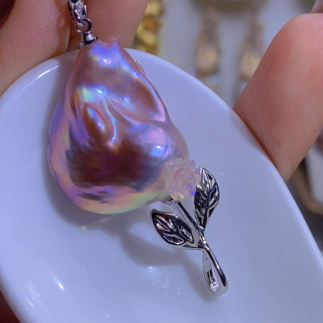 银S925镶嵌天然淡水珍珠淡水珍珠