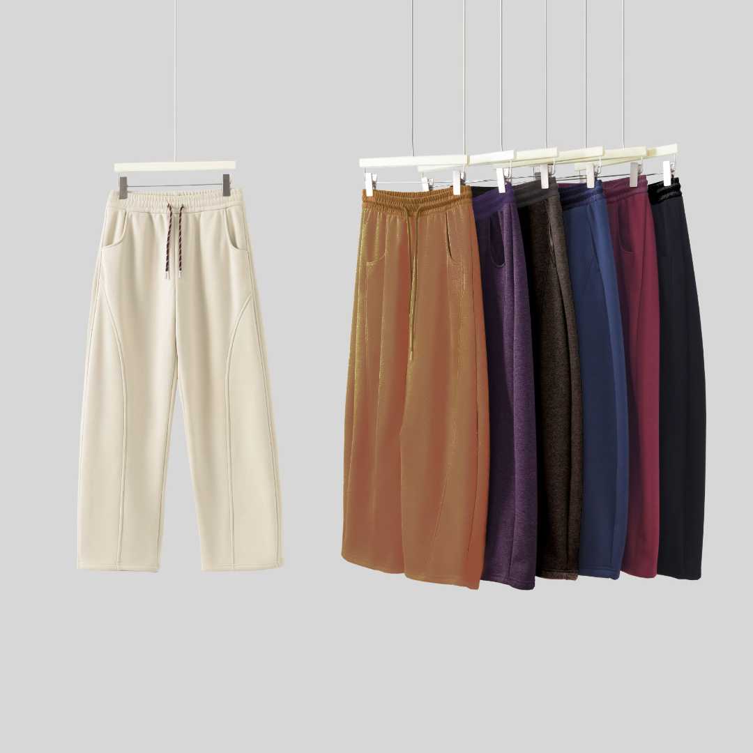 2025-60阔腿裤常规秋冬加绒加厚双腰头裤子休闲宽松高腰显瘦