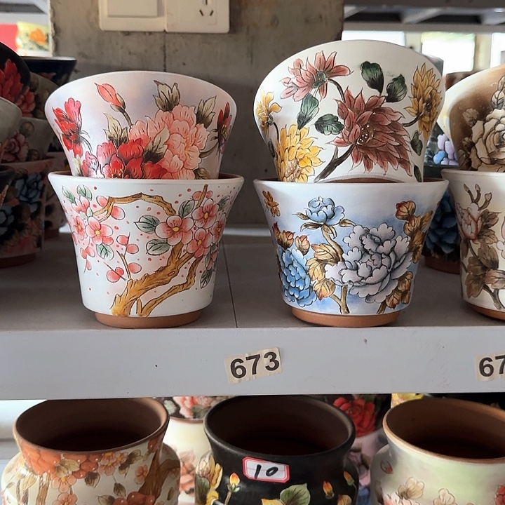 田***圈紫砂花盆景德镇陶瓷美术