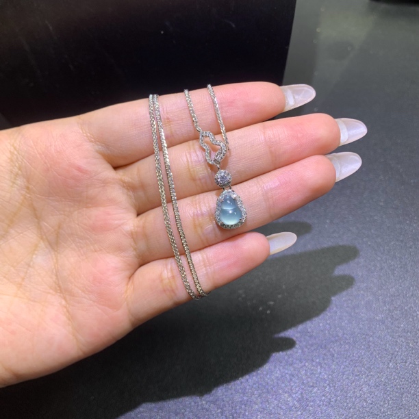 葫芦S925银镶嵌锁骨链时尚百搭天然a货翡翠