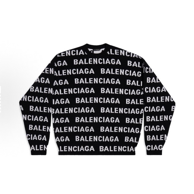 99新 Balenciaga/巴黎世家 满印弹幕 提花毛衣 XL码 