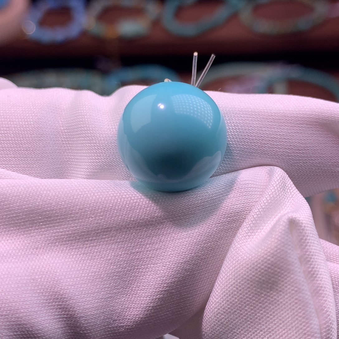 绿松石珠宝奇石未镶嵌圆珠14.5