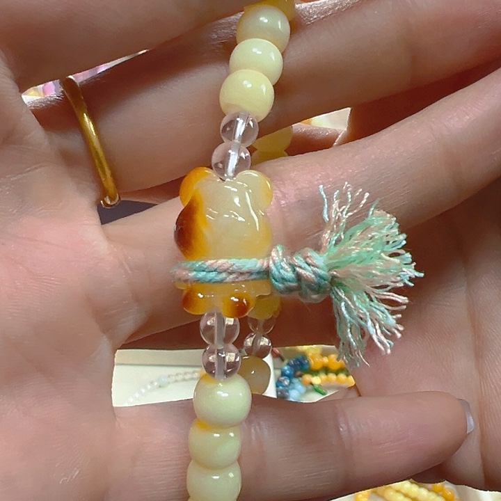 蜜蜡手链未镶嵌L***s蜜蜡小熊