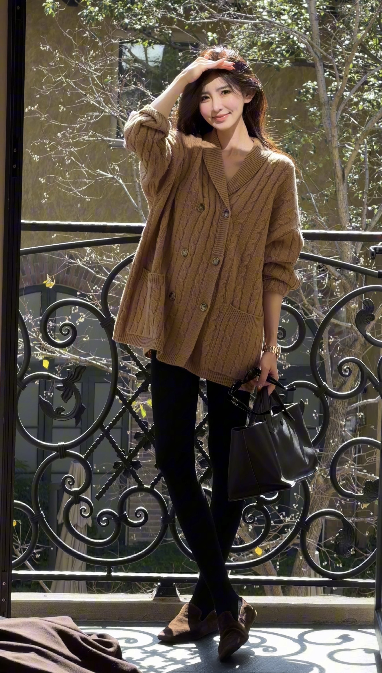 【100羊毛绞花双排扣老钱针织毛衣开衫】SY6365