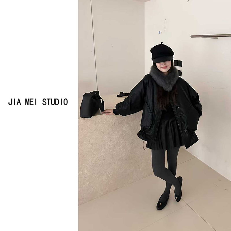 A266狐狸毛领羽绒服女中长款2025冬季新款收腰显瘦鹅绒皮衣外套