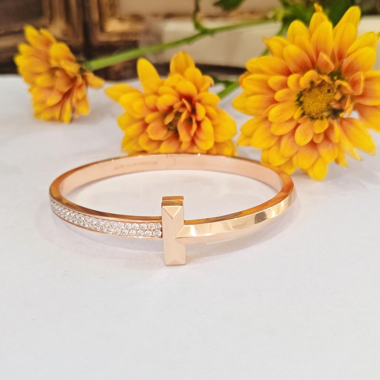 合金合成锆石手镯 《HB》【v金版本】T1带钻简约欧美经典优手镯SZ38-2