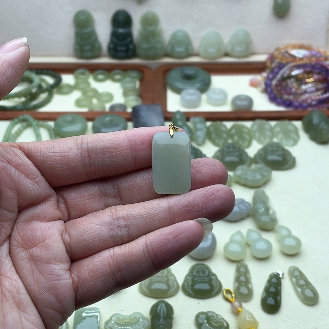 和田玉吊坠(不含链)银S925镶嵌