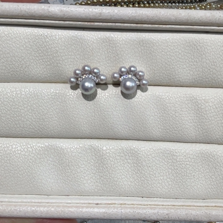 海水珍珠耳饰银S925镶嵌