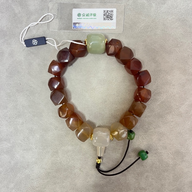 糖八棱红玛瑙顶珠以直播间为准 手串 YZ1328 [燕赵造物司］
