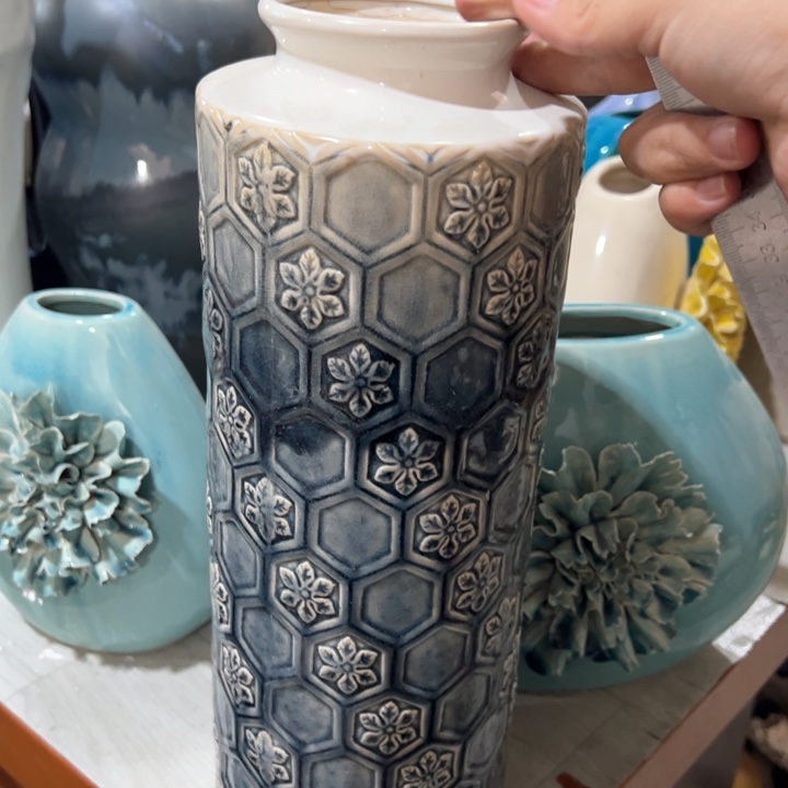 陶瓷花瓶摆件外贸出口微瑕捡漏高38口8公分