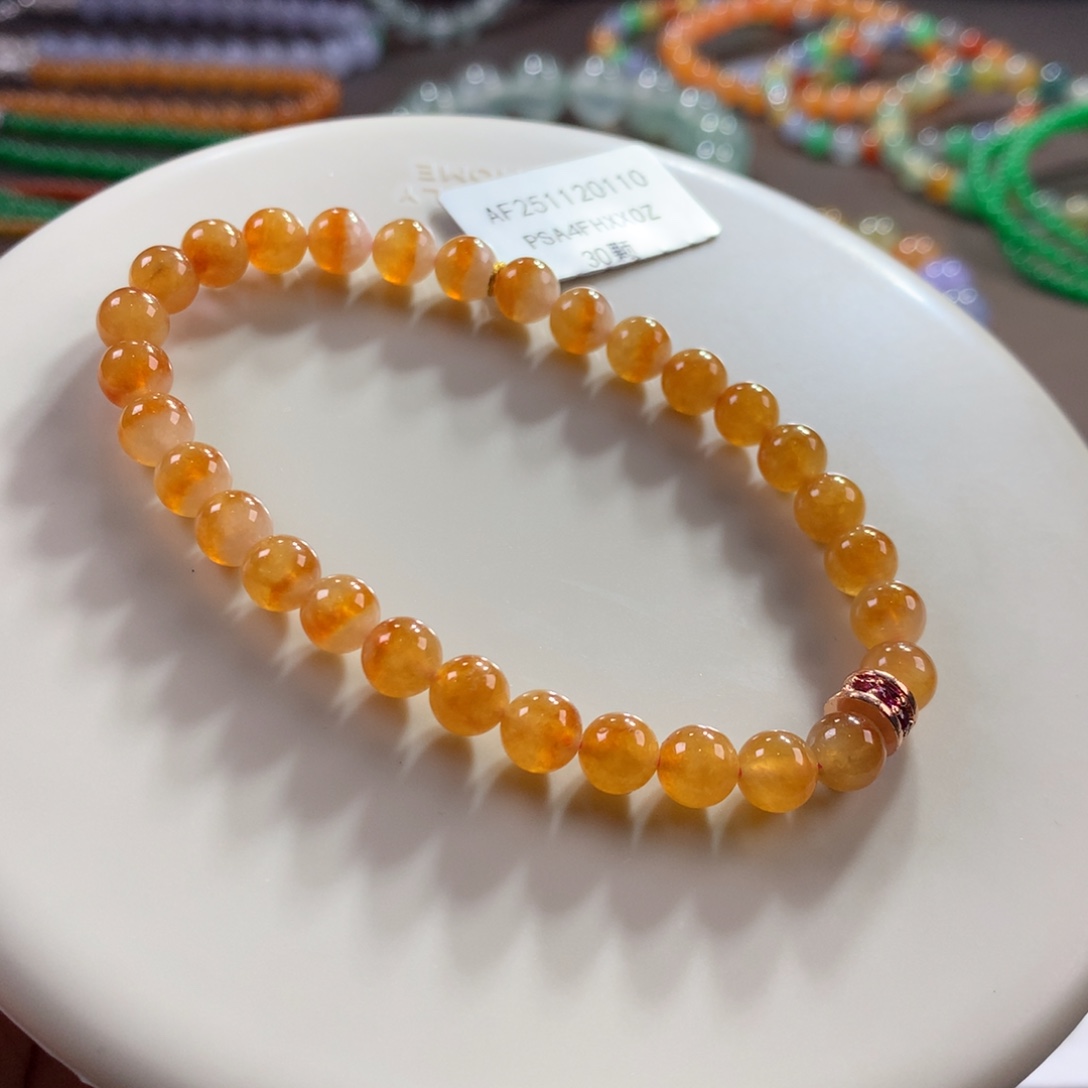 翡翠未镶嵌手链天然起冰芬达黄翡单圈 卡6